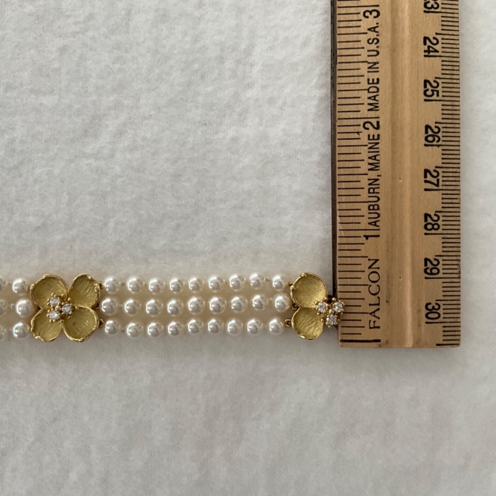 TIFFANY & CO. Vintage 18k Dogwood Diamond Akoya Pearl Bracelet - Picture 13 of 16